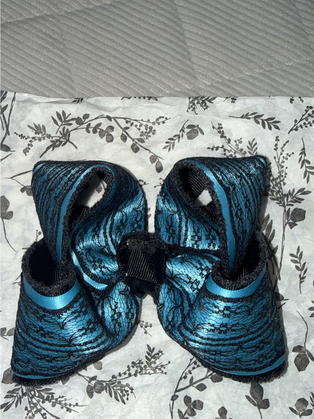 Kids Blue Lace Bow Hair Clip